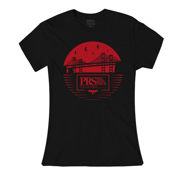 PRS Women's Bay Bridge T-Shirt in Black/Red - Large - 108478004028