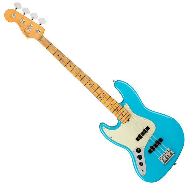 Fender Left Hand American Professional II Jazz Bass Guitar Maple Miami Blue w/Case - 0193982719