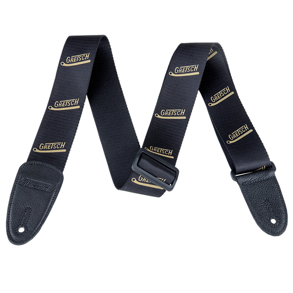 Gretsch Logo Vibrato Arm Black/Gold Guitar Strap - 9222842002