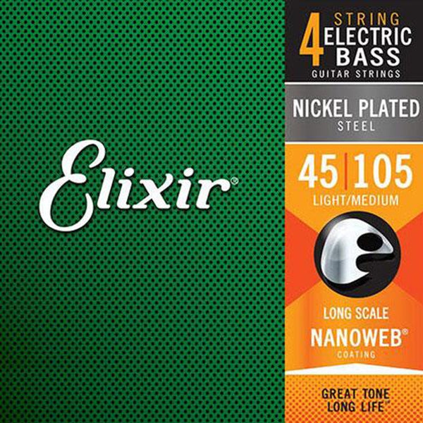 Elixir Med Long Scale Nano Electric Bass Strings 45-105 - 14077