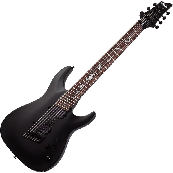 Schecter Damien-7 7 String Multiscale Electric Guitar in Satin Black - 2476SHC