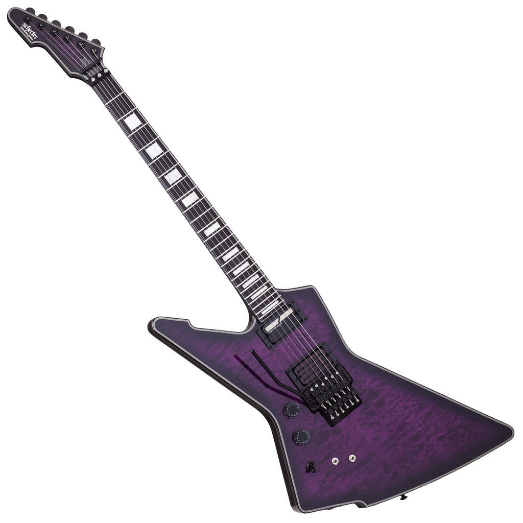 Schecter E-1 Left Hand Electric Guitar Floyd Sustaniac in Trans Purple Burst - 3254SHC