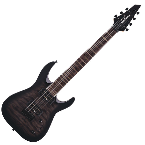 Jackson JS22-7 DKA 7 String Quilted Maple Dinky Hard Tail Electric Guitar in Trans Black Burst - 2918804585