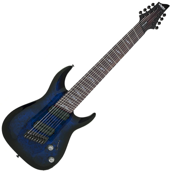 Schecter Omen Elite-8 8 String Multiscale Electric Guitar in See-Thru Blue Burst - 2467SHC