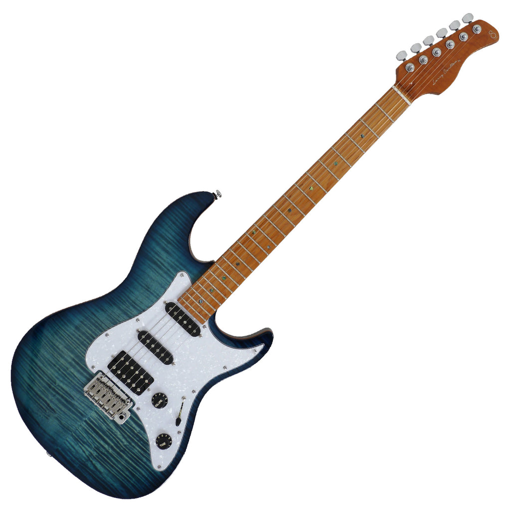 Sire Larry Carlton S7 Strat Style HSS Flame Maple Top Electric Guitar in Transparent Blue - S7FMTBL
