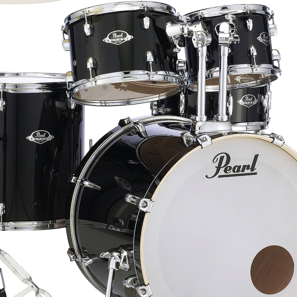 Pearl Export EXX 5 Piece Drumkit & Hardware in Jet Black w/Zildjian Cymbal Pack/no Throne