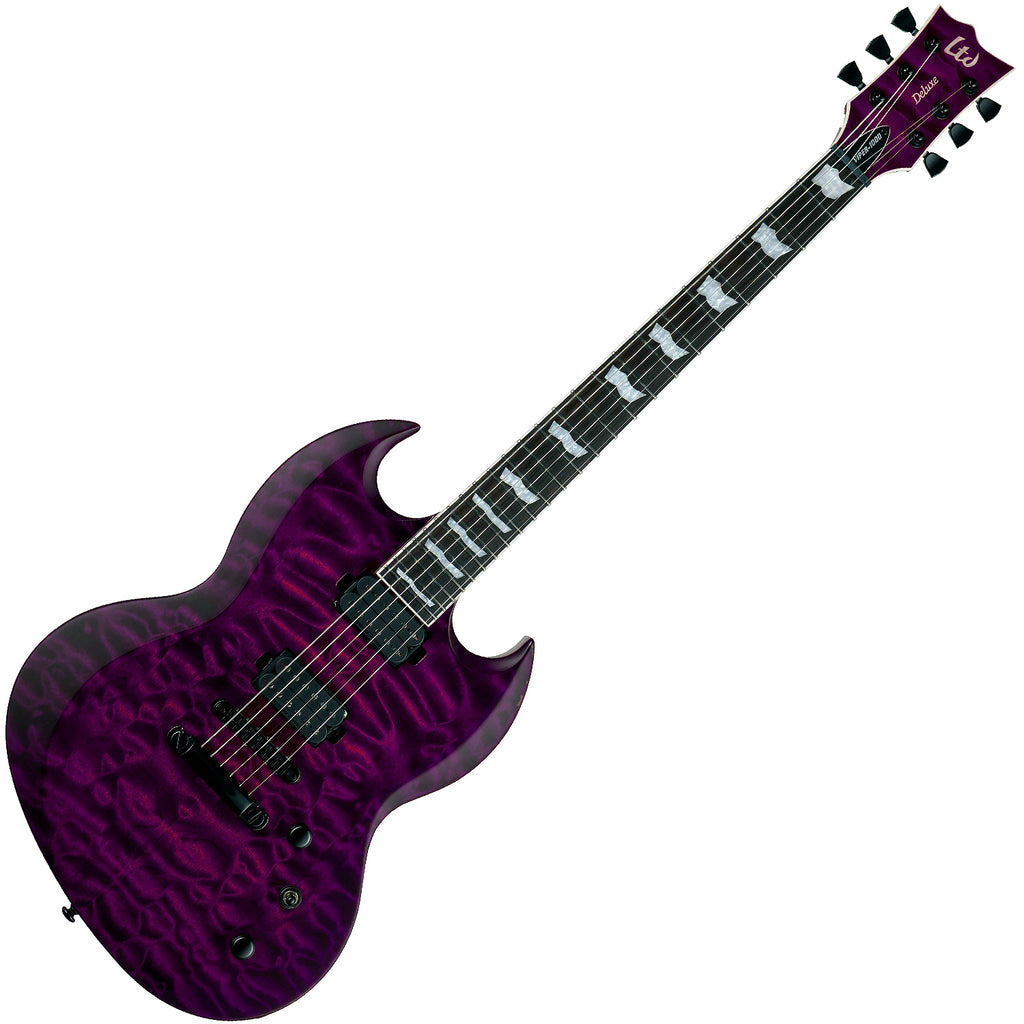 ESP LTD VIPER1000 Viper Electric Guitar Quilted Maple in Trans Purple - LVIPER1000QMSTP
