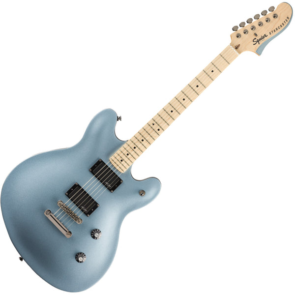 Squier Contemporary Active Starcaster Semi Hollow Electric Guitar Maple in Ice Blue Metallic - 0370470583