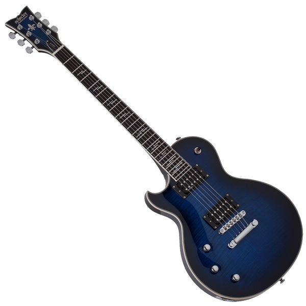 Schecter SOLO-II SUPREME Left Hand Electric Guitar in See-Thru Blue Burst - 2593SHC
