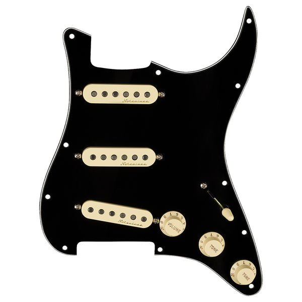 Fender Pre-wired Stratocaster Pickguard SSS Vintage Noiseless Black White Black - 0992344506