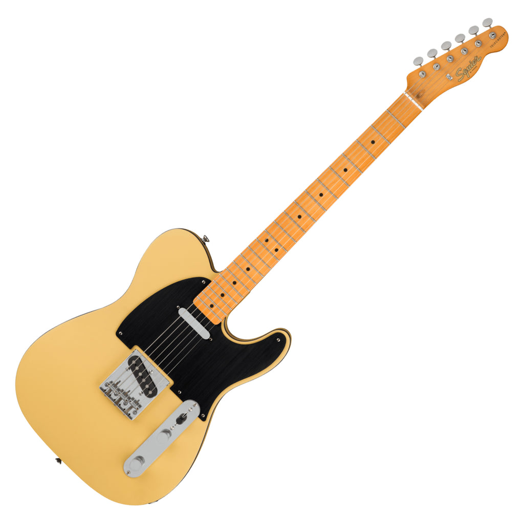Squier 40th Ann Telecaster Electric Guitar Maple Anodized Black Pickguard in Satin Vintage Blonde - 0379501507