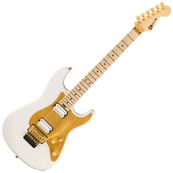 Charvel Pro Mod SC1 HH Floyd Electric Guitar in Snow White w/Gold Aluminum Pickguard - 2966041576