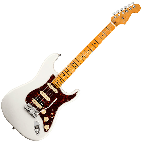Fender American Ultra Stratocaster HSS Electric Guitar Maple in Arctic Pearl w/Case - 0118022781