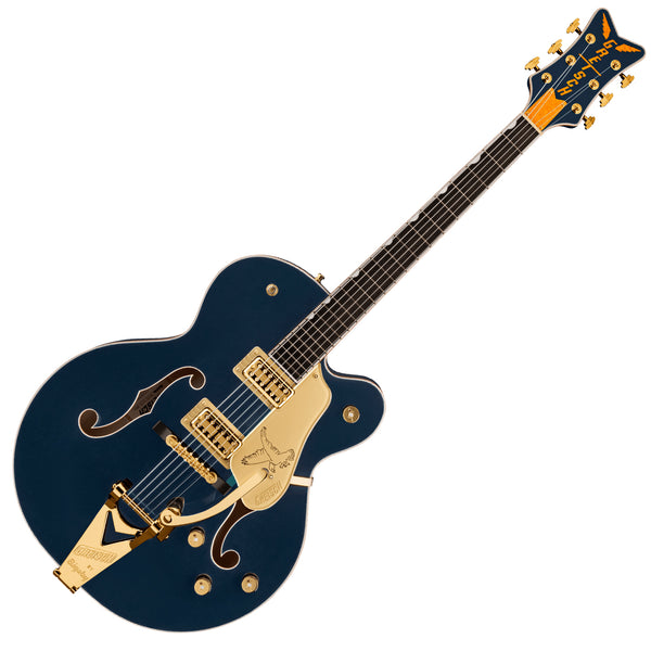 Gretsch G6136TG Players Edition Falcon Hollow Body Electric Guitar Bigsby in Gold Midnight Sapphire w/Case - 2401543833