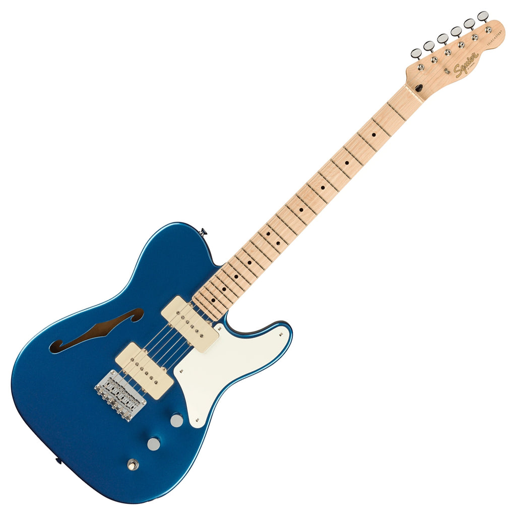 Squier Paranormal Caronita Telecaster Thinline Electric Guitar Maple Parchment in Lake Placid Blue - 0377020502