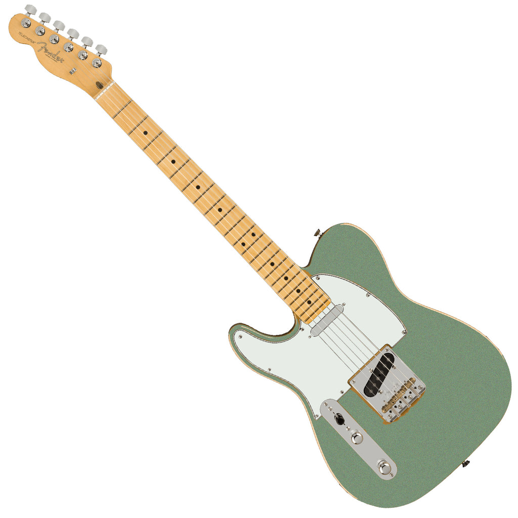 Fender Left Hand American Professional II Telecaster Electric Guitar Maple in Mystic Surf Green w/Case - 0113952718