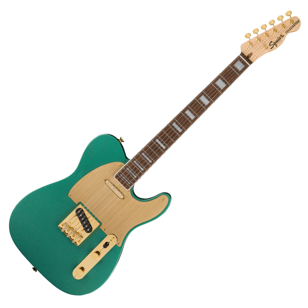 Squier 40th Ann Telecaster Electric Guitar Laurel Gold Hardware & Pickguard in Sherwood Green Metall - 0379400546
