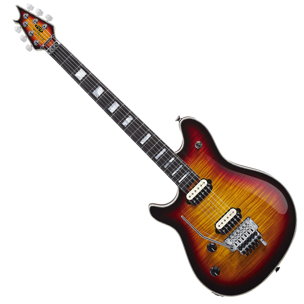 EVH Wolfgang Left Handed Electric Guitar 5A Flame Ebony Fretboard in 3 Tone Burst - 5107910820