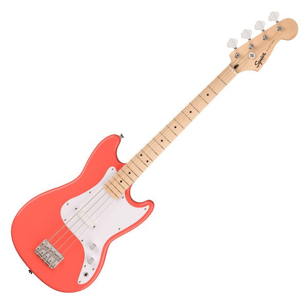 Squier Sonic Bronco Electric Bass Maple Neck White Pickguard in Tahitian Coral - 0373802511