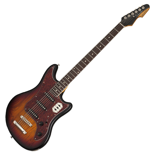 Schecter Hellcat-6 Baritone Electric Guitar in 3 Tone Sunburst Pearl - 293SHC