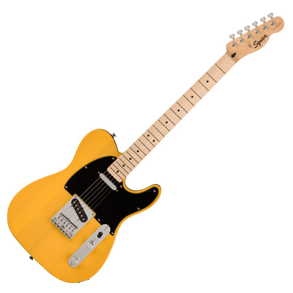 Squier Sonic Telecaster Electric Guitar Maple Neck Black Pickguard in Butterscotch Blonde - 0373453550