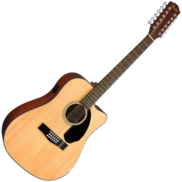 Fender CD60SCE 12 String Dreadnought Acoustic Electric Solid Spruce Top in Natural - 0970193021