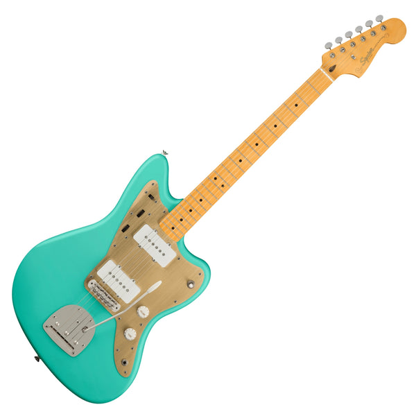 Squier 40th Ann Jazzmaster Electric Guitar Maple Anodized Gold Pickguard in Satin Seafoam Green - 0379520549