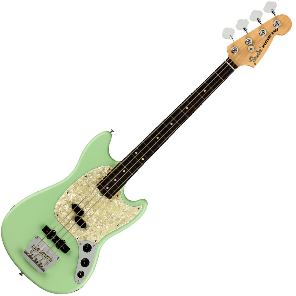 Fender American Performer Mustang Electric Bass Rosewood in Satin Seafoam Green - 0198620357