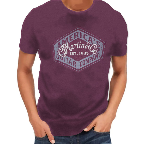 Martin Men's T-Shirt America's Guitar in Maroon Size XL - 18CM0172XL