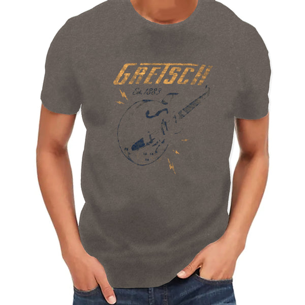 Gretsch Lightning Bolt T-Shirt In Gray Extra Large - 9222657706