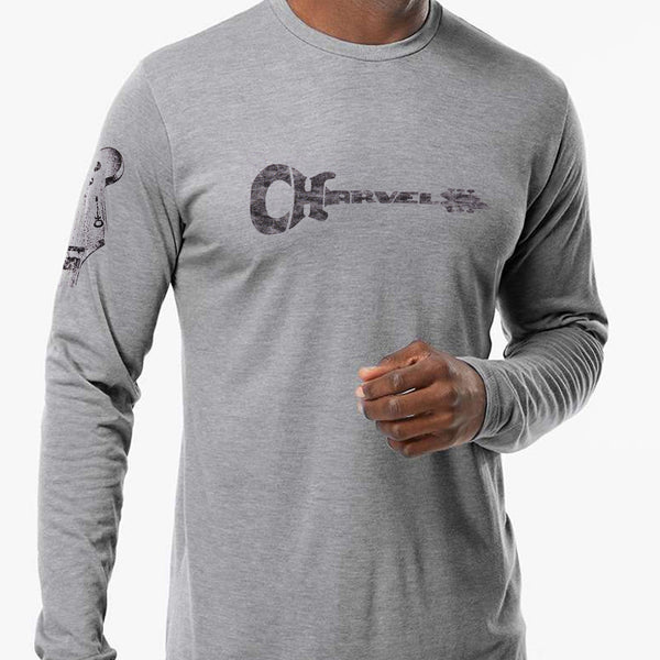 Charvel Long Sleeve Headstock T-Shirt In Gray Medium - 9925727506