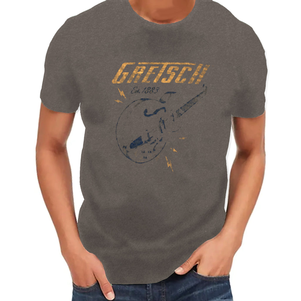 Gretsch Lightning Bolt T-Shirt In Gray Small - 9222657406