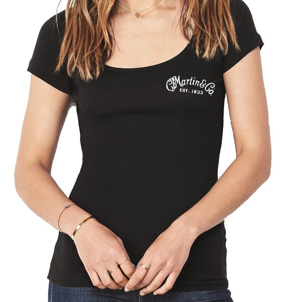 Martin Women's T-Shirt Short Sleeve Scoop Neck w/White Logo in Black Size Large - 18CW0077L