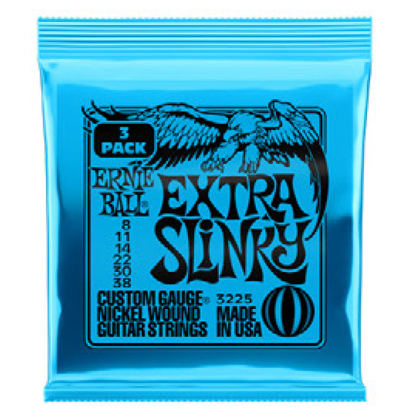 Ernie Ball Extra Slinky Wound Electric Strings 3 Pack 8-38 - 3225EB
