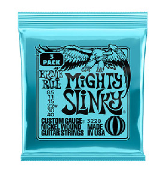 Ernie Ball Mighty Slinky Wound Electric Strings 3 Pack 8.5-40 - 3228EB