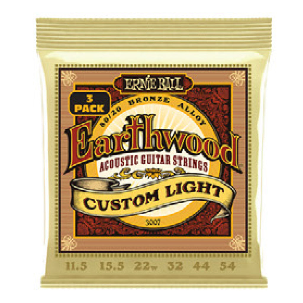 Ernie Ball Earthwood Custom Light Phosphor Bronze Acoustic Strings 3 Pack 11.5-54 - 3545EB
