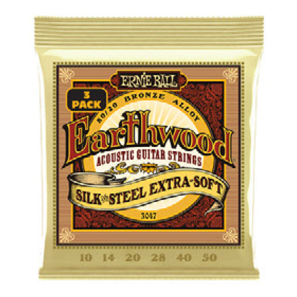 Ernie Ball Earthwood S&S Extra Soft 80/20 Bronze Acoustic Strings 3 Pack 10-50 - 3047EB