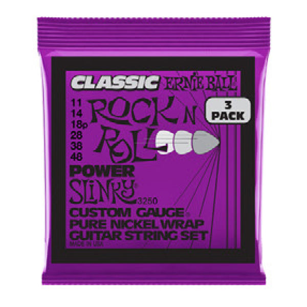 Ernie Ball Power Slinky Classic Rock & Roll Pure Electric Strings 3 Pack 11-48 - 3250EB