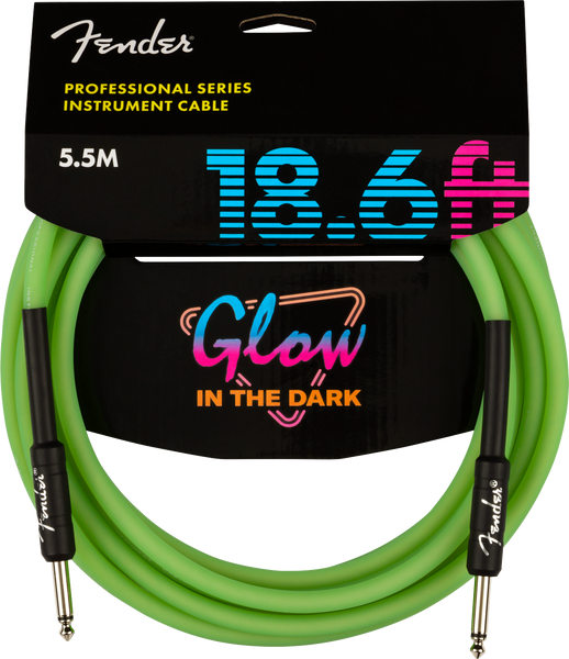 Fender Professional Glow in the Dark Cable Green 18.6 Foot - 0990818119