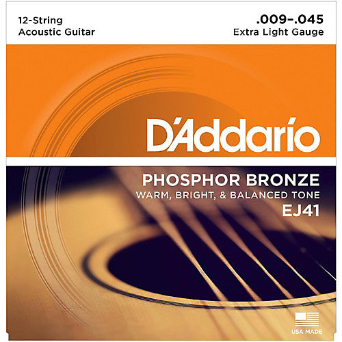D'addario 12 String Phosphor Bronze Acoustic Strings 009-045 - EJ41