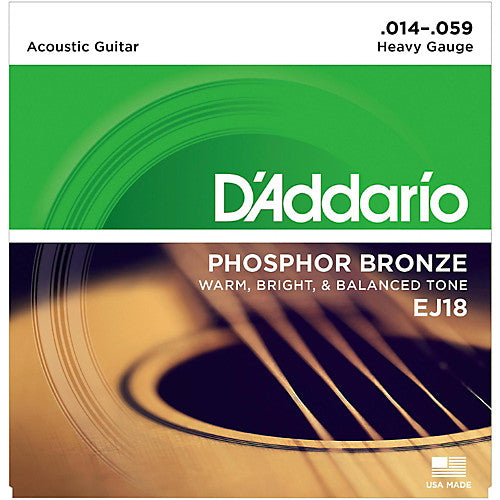 D'addario Phosphor Bronze Acoustic Strings Heavy 014-059 - EJ18