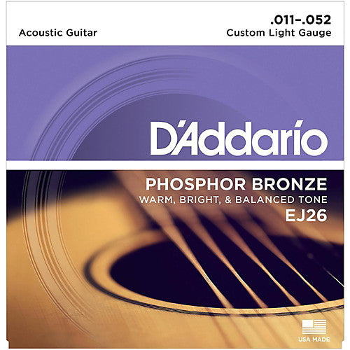 D'addario Phosphor Bronze Acoustic Strings 011-052 - EJ26