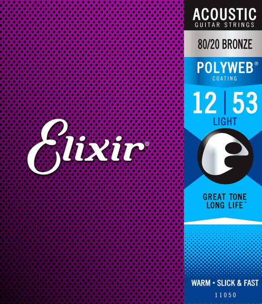 Elixir Light Polyweb Acoustic Strings 80/20 Bronze 012-053 - 11050