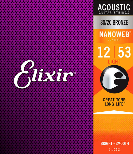 Elixir Light Nanoweb Bronze Acoustic Strings 012-053 80/20 Bronze - 11052