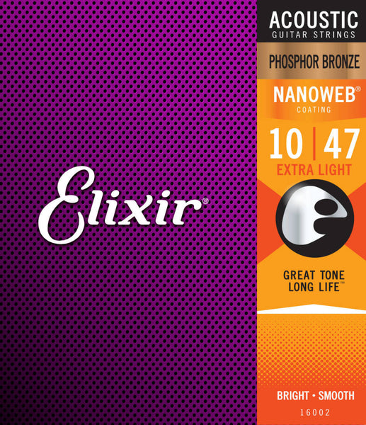 Elixir Extra Light Nanoweb Phosphor BronzeAcoustic Strings 010-047 - 16002