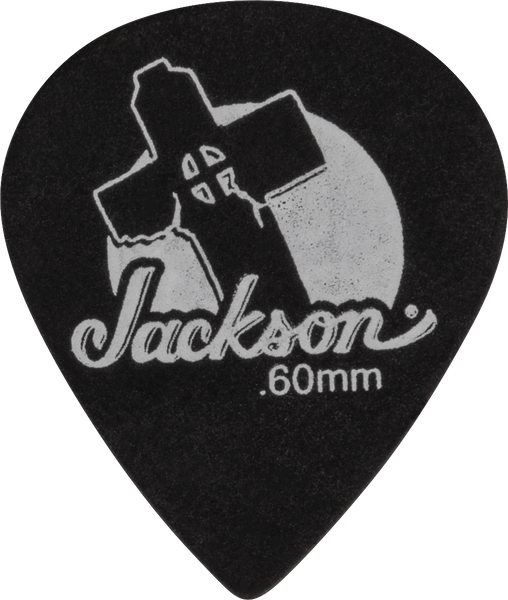 Jackson 551 Shape Leaning Cross Picks Black Thin and Medium .60 mm (12 pack) - 2987551750