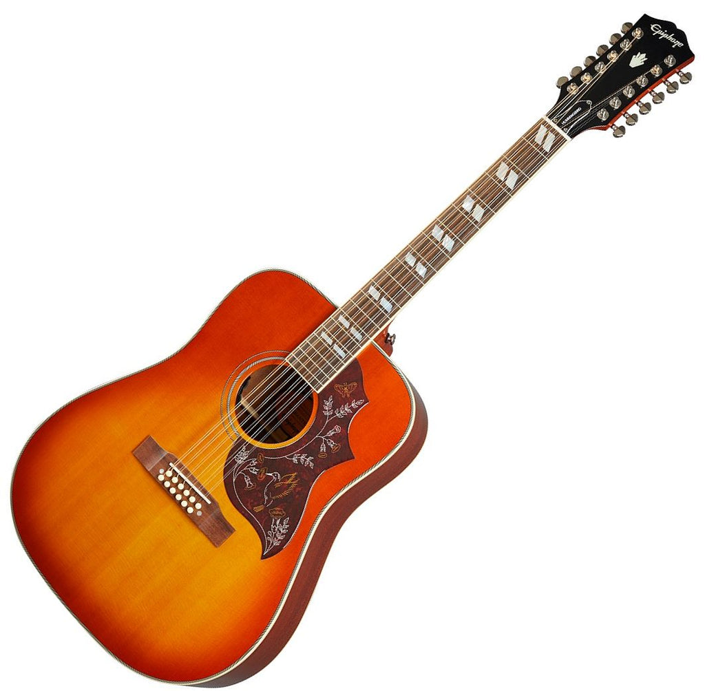 DEMO-Epiphone Inspired by Gibson Hummingbird 12 String All Solid Wood Acoustic Electric in Cherry - DEMOIGMTHB12CHNH