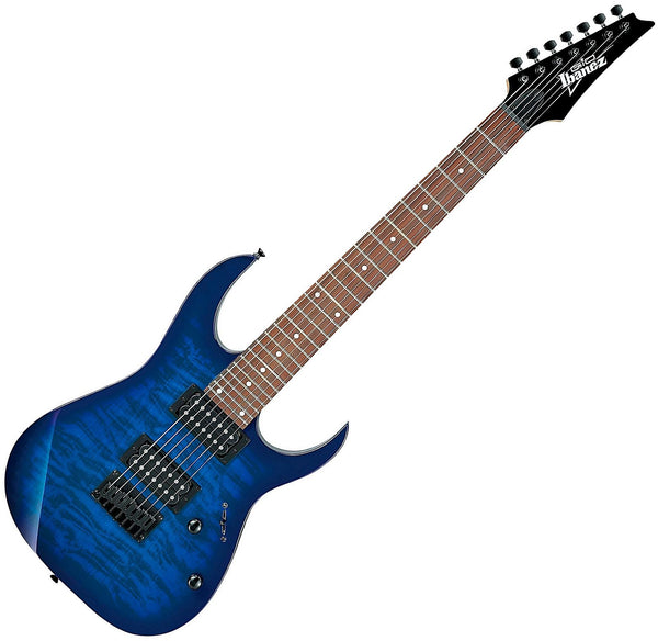 Ibanez GIO RG 7 String Electric Guitar in Transparent Blue Burst - GRG7221QATBB