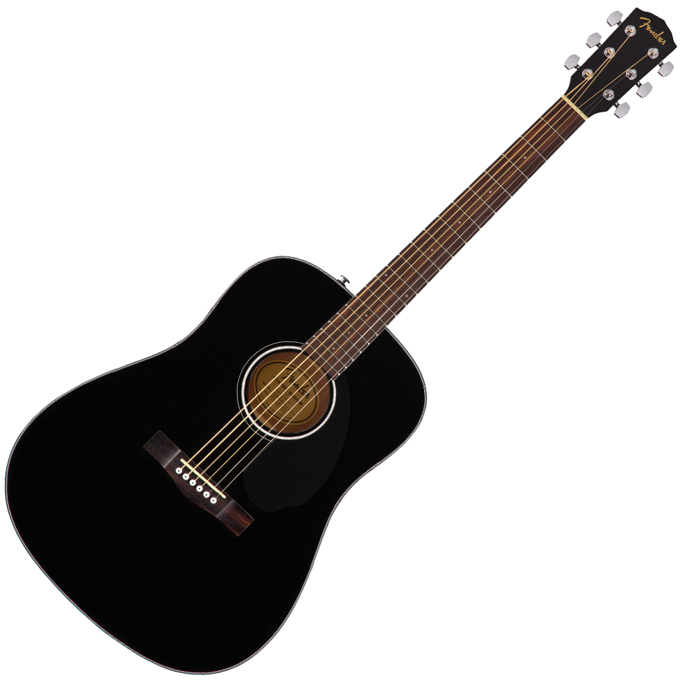 Fender CD60S Acoustic Guitar Solid Spruce Top Dreadnought in Black - 0970110006