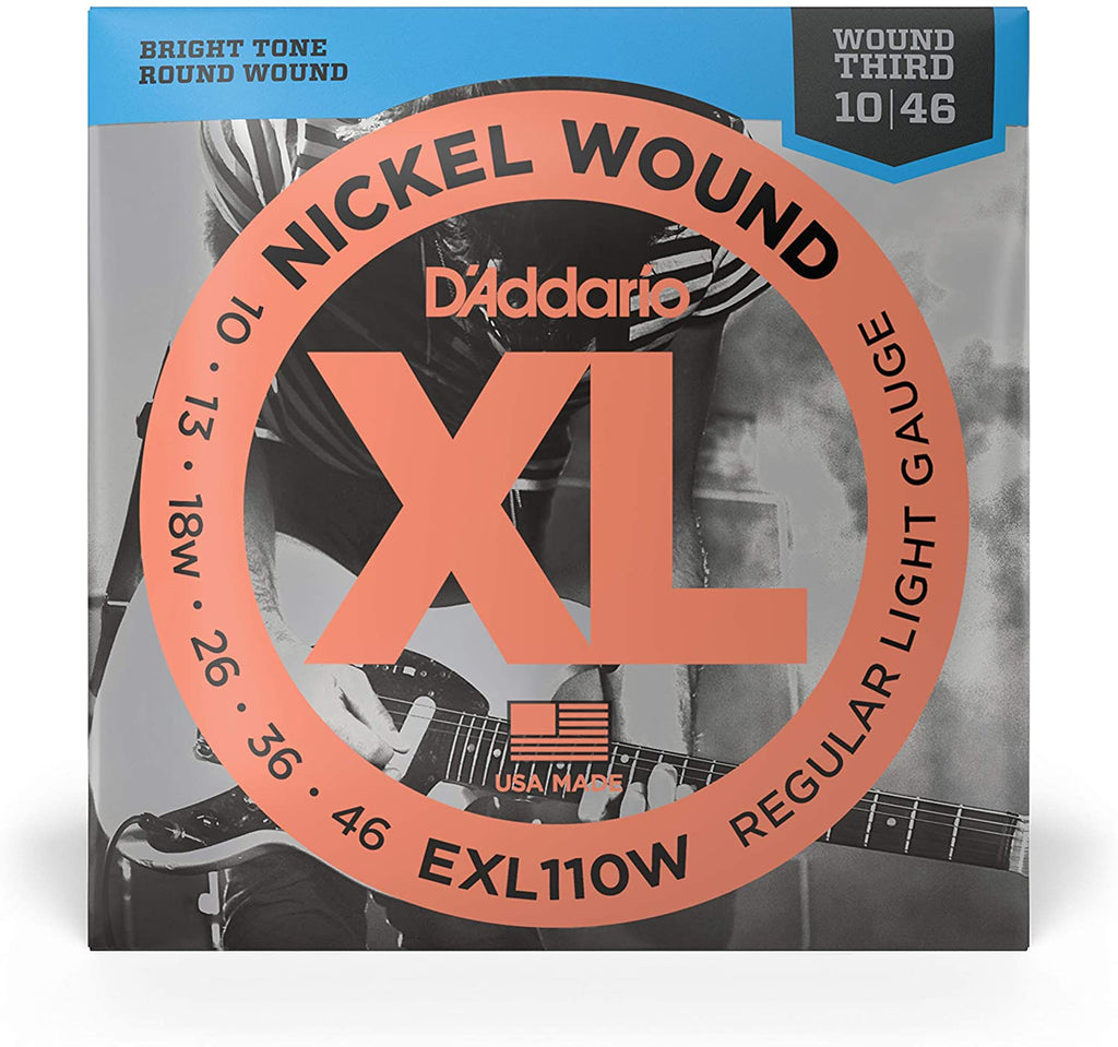 D'Addario Nickel Plated Steel Electric Strings w/Wound 3rd 010-046 - EXL110W